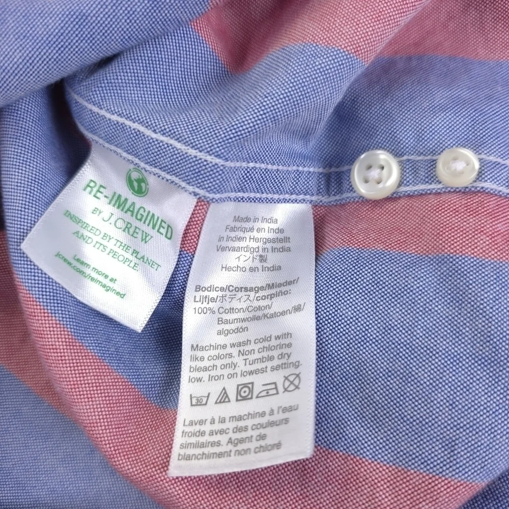 J. Crew Pink & Blue Long Sleeve Button Down Men's Shirt Sz M